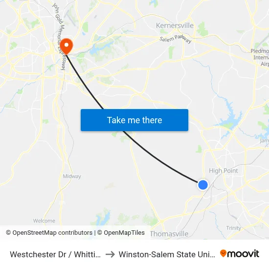 Westchester Dr / Whittier Ave to Winston-Salem State University map