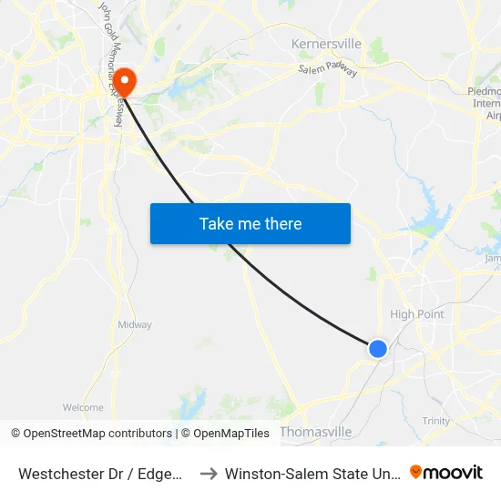 Westchester Dr / Edgewood Dr to Winston-Salem State University map