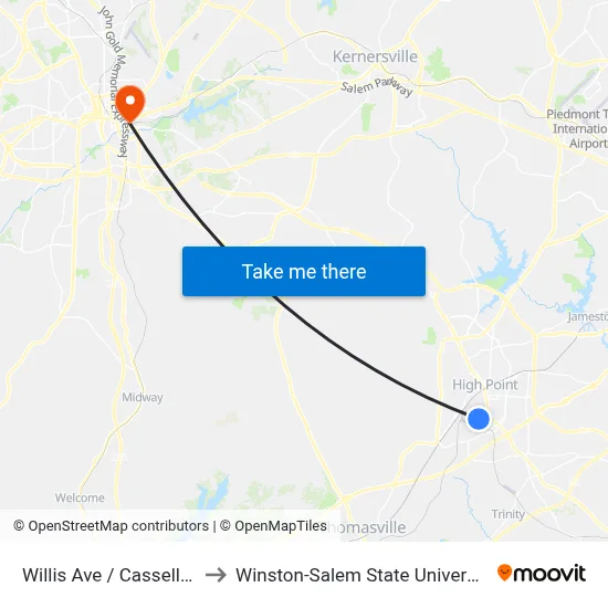 Willis Ave / Cassell St to Winston-Salem State University map