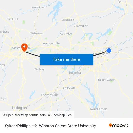 Sykes/Phillips to Winston-Salem State University map