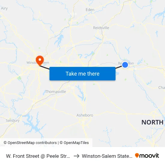 W. Front Street @ Peele Street (Inbound) to Winston-Salem State University map