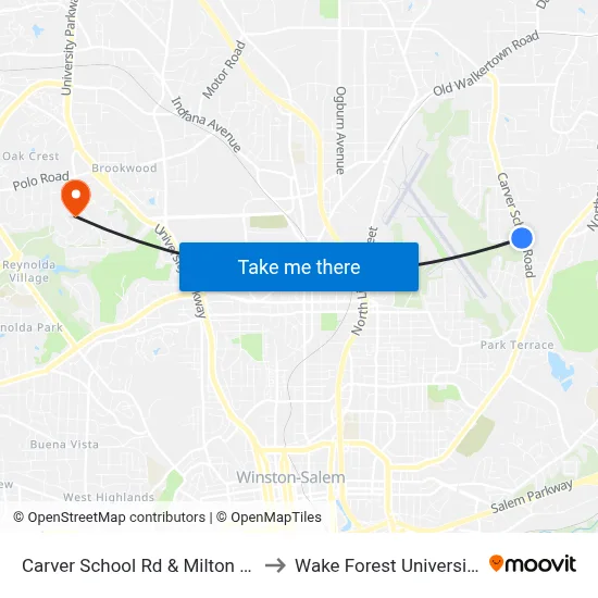 Carver School Rd & Milton Dr to Wake Forest University map