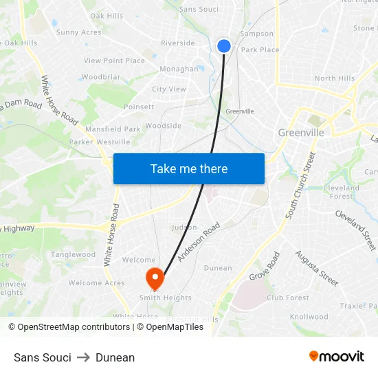 Sans Souci to Dunean map