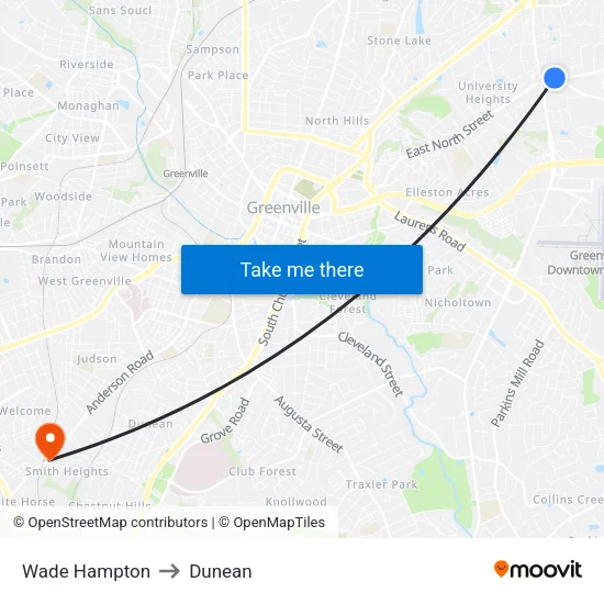 Wade Hampton to Dunean map