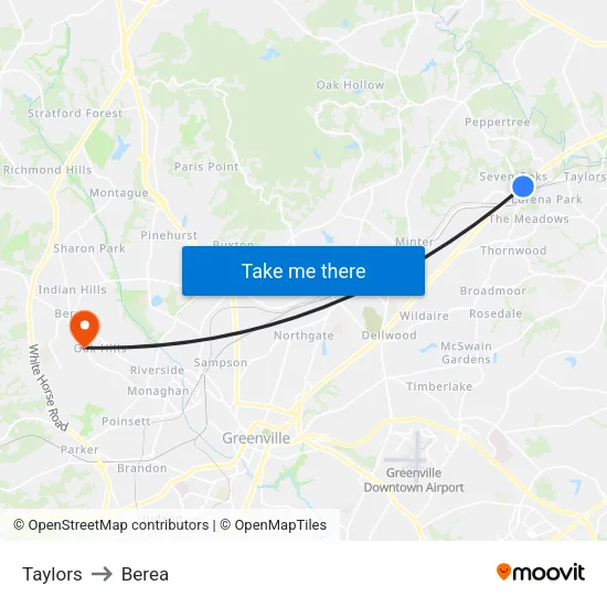 Taylors to Berea map