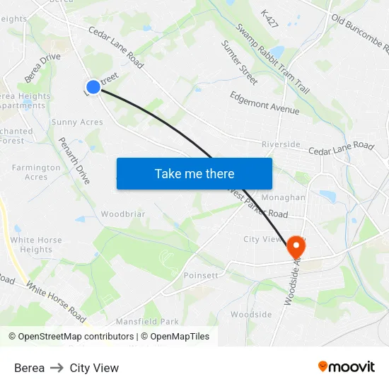 Berea to City View map