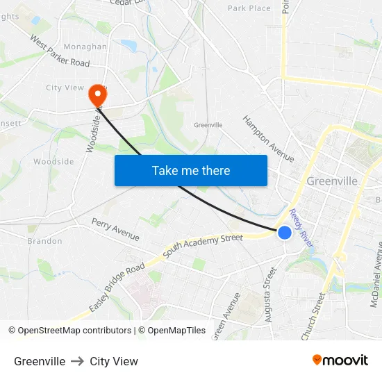 Greenville to City View map