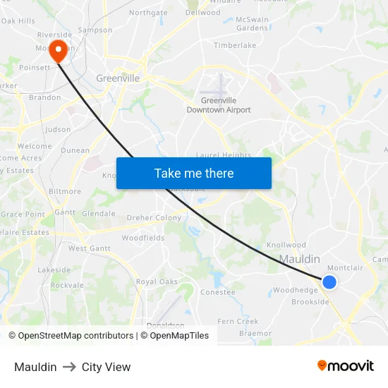 Mauldin to City View map