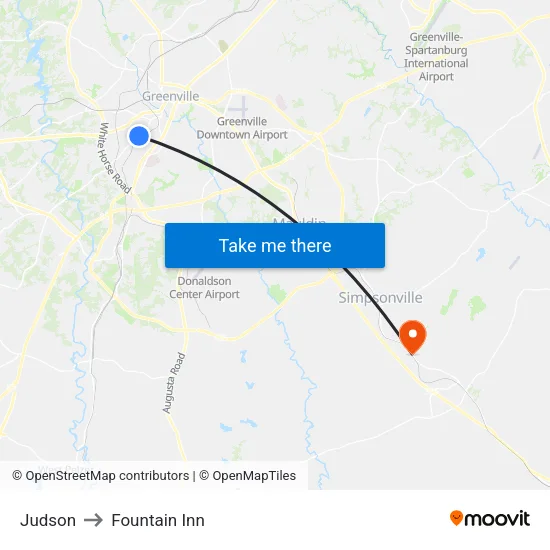 Judson to Fountain Inn map