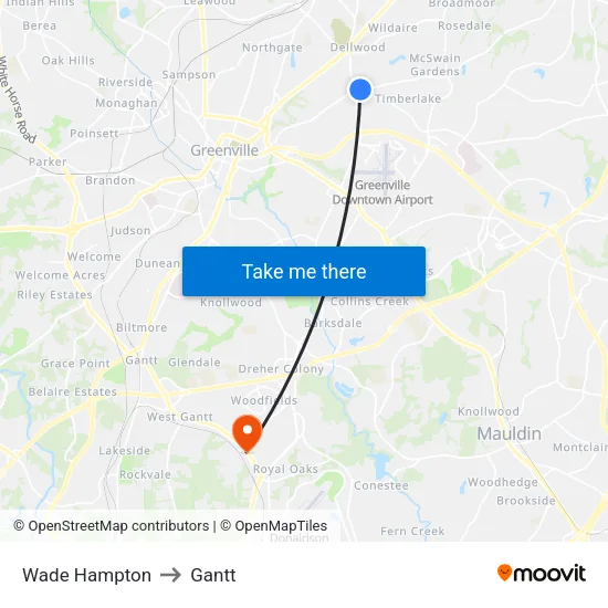 Wade Hampton to Gantt map