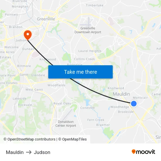Mauldin to Judson map