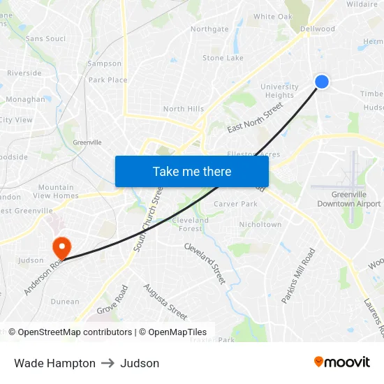 Wade Hampton to Judson map