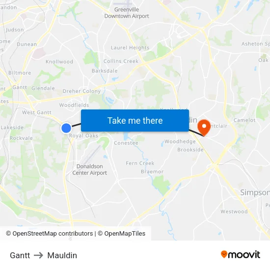 Gantt to Mauldin map