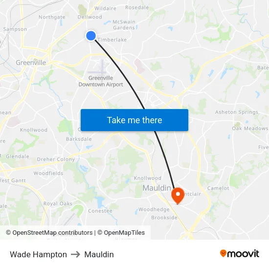 Wade Hampton to Mauldin map
