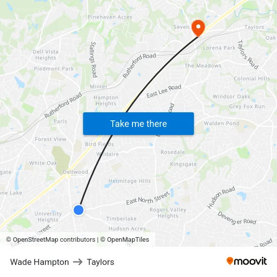 Wade Hampton to Taylors map