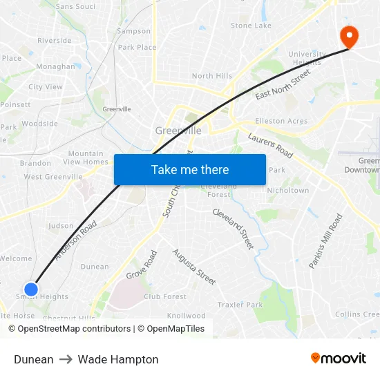Dunean to Wade Hampton map