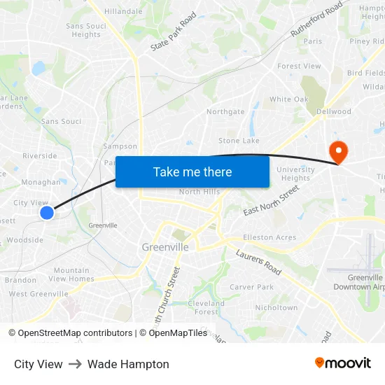 City View to Wade Hampton map