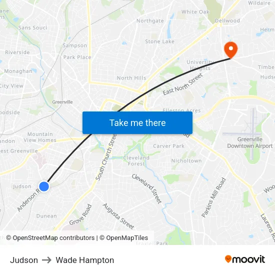 Judson to Wade Hampton map