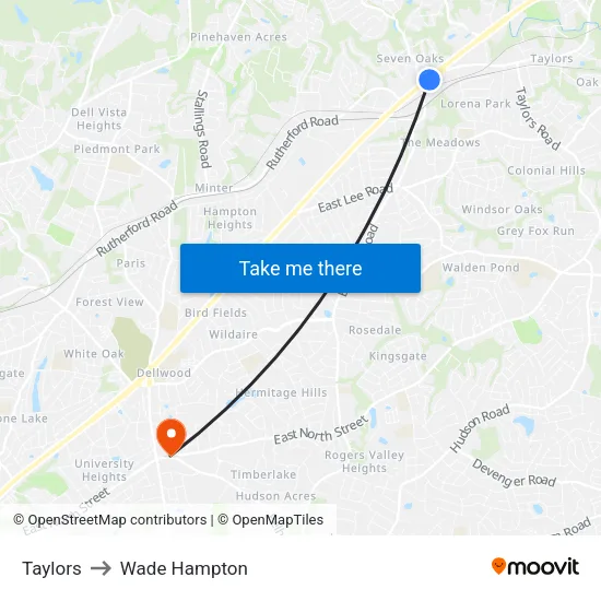 Taylors to Wade Hampton map