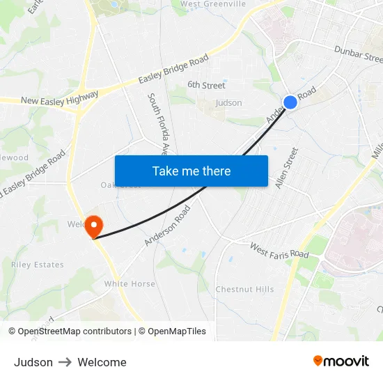 Judson to Welcome map