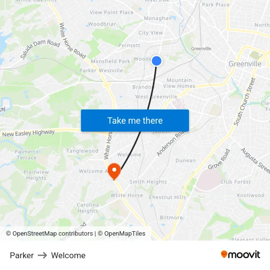 Parker to Welcome map