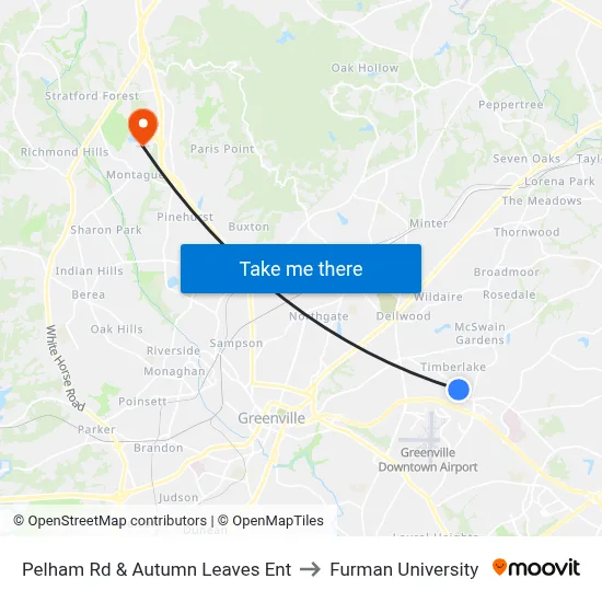 Pelham Rd & Autumn Leaves Ent to Furman University map