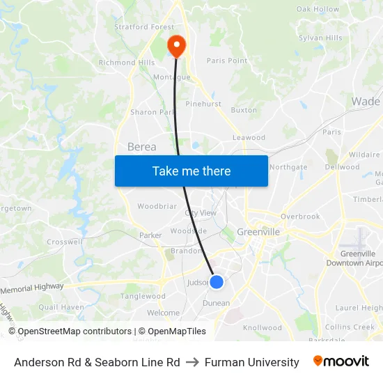 Anderson Rd & Seaborn Line Rd to Furman University map