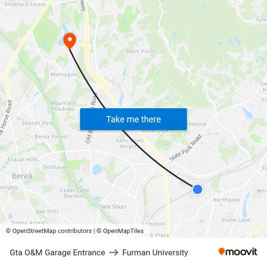Gta O&M Main Entrance to Furman University map