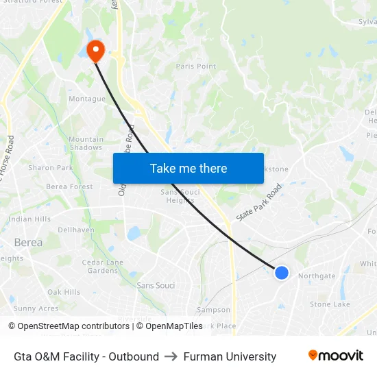 Gta O&M Facility - Outbound to Furman University map