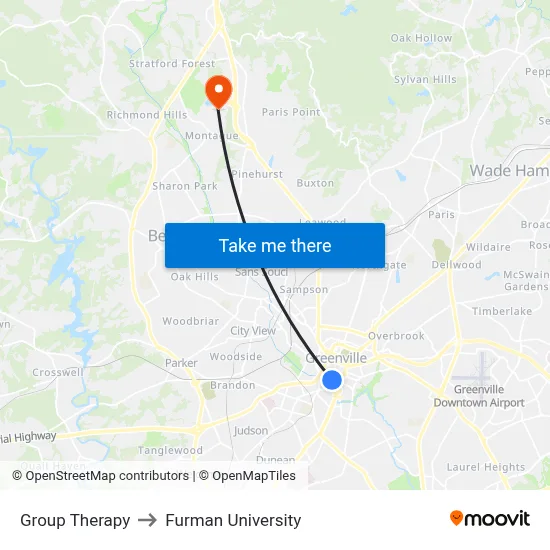 Group Therapy to Furman University map