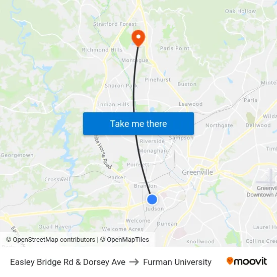 Easley Bridge Rd & Dorsey Ave to Furman University map