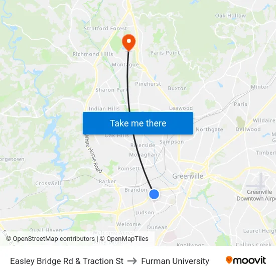 Easley Bridge Rd & Traction St to Furman University map