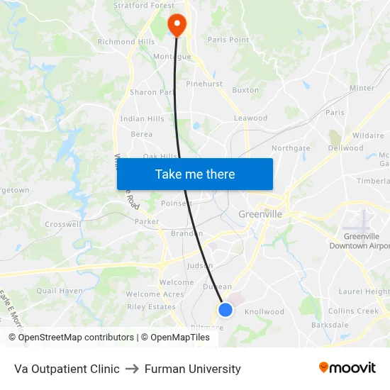 Va Outpatient Clinic to Furman University map