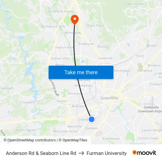 Anderson Rd & Seaborn Line Rd to Furman University map