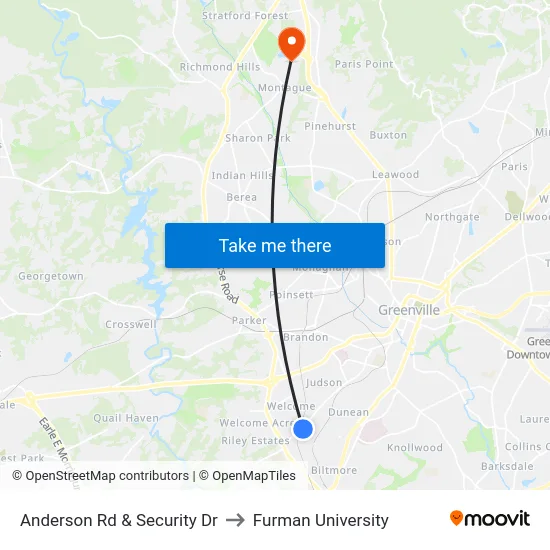 Anderson Rd & Security Dr to Furman University map