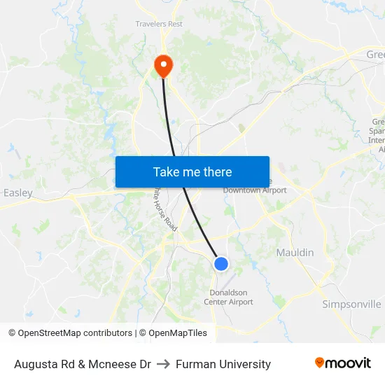 Augusta Rd & Mcneese Dr to Furman University map