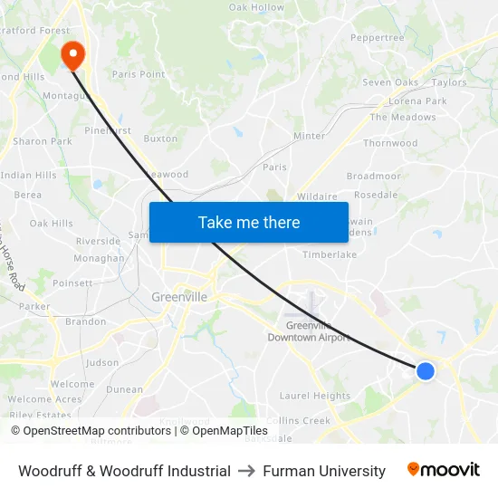 Woodruff & Woodruff Industrial to Furman University map