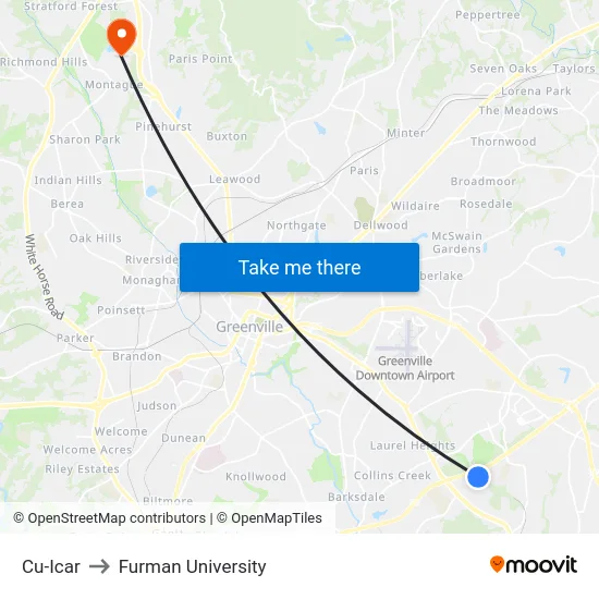 Cu-Icar to Furman University map