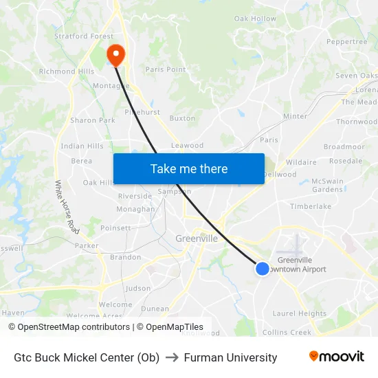Gtc Buck Mickel Center (Ob) to Furman University map