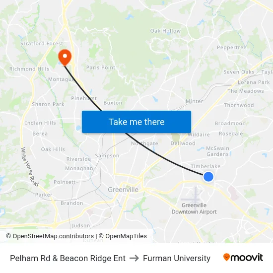 Pelham Rd & Beacon Ridge Ent to Furman University map