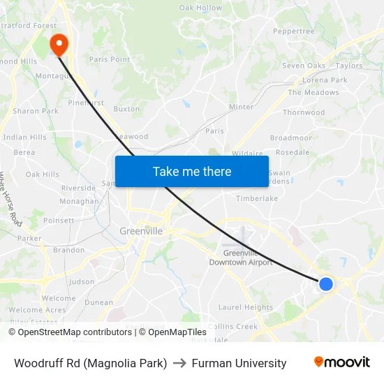Woodruff Rd (Magnolia Park) to Furman University map