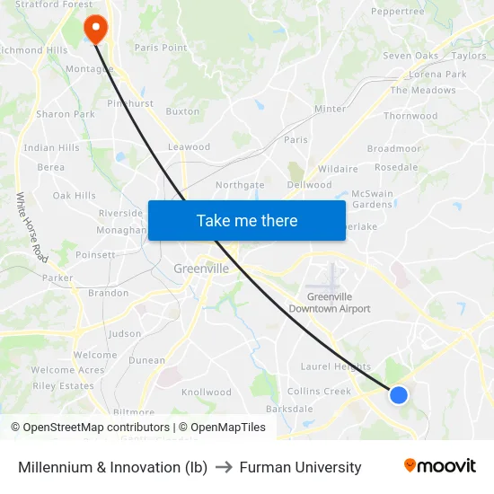 Millennium & Innovation (Ib) to Furman University map