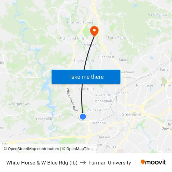 White Horse & W Blue Rdg (Ib) to Furman University map