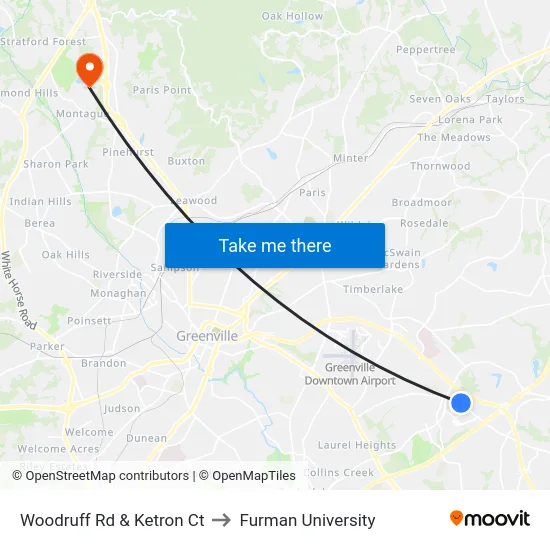 Woodruff Rd & Ketron Ct to Furman University map