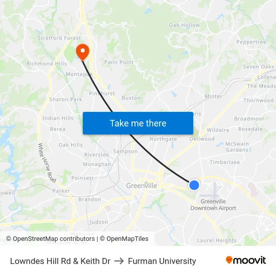 Lowndes Hill Rd & Keith Dr to Furman University map