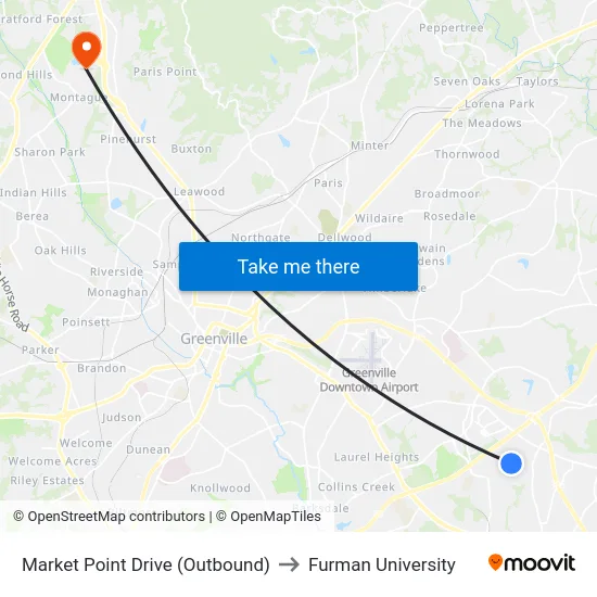 Market Point Drive (Outbound) to Furman University map