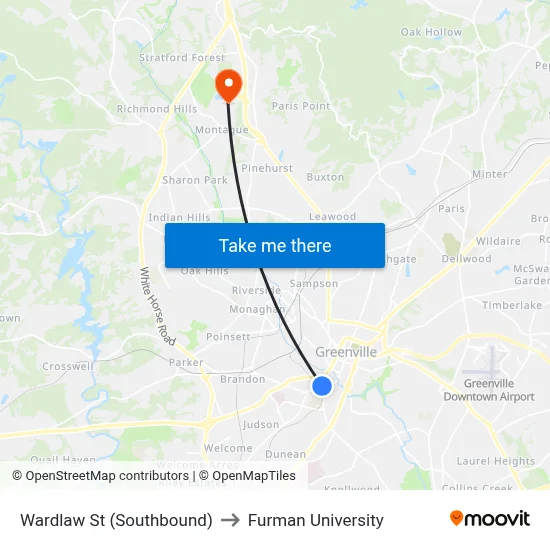 Wardlaw St (Southbound) to Furman University map