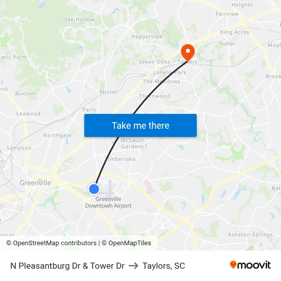 N Pleasantburg Dr & Tower Dr to Taylors, SC map