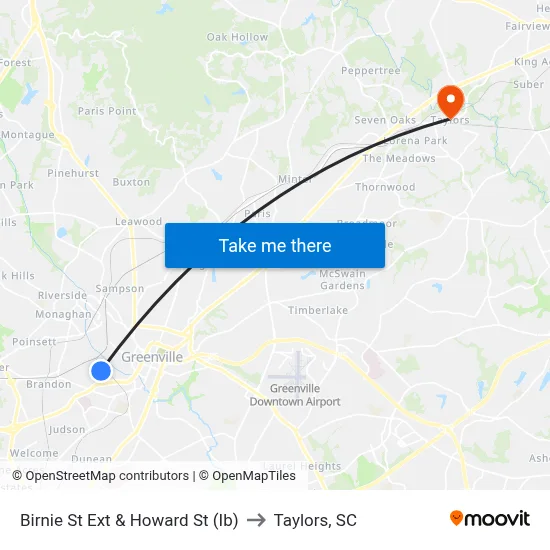 Birnie St Ext & Howard St (Ib) to Taylors, SC map