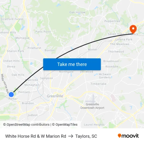 White Horse Rd & W Marion Rd to Taylors, SC map
